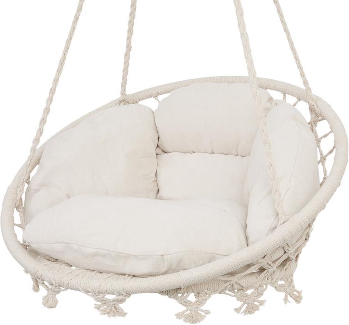 Macramé hangstoel - Voor buiten - Belastbaar tot 100kg - 80x120cm - Creme (8785297644633)