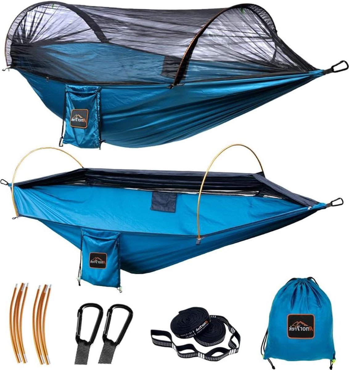 Professionele campinghangmat met klamboe - lichtgewicht draagbare dubbele hangmat - 230T nylon - kamperen wandelen tuin backpacken - blauw hangmat (9506414383247)