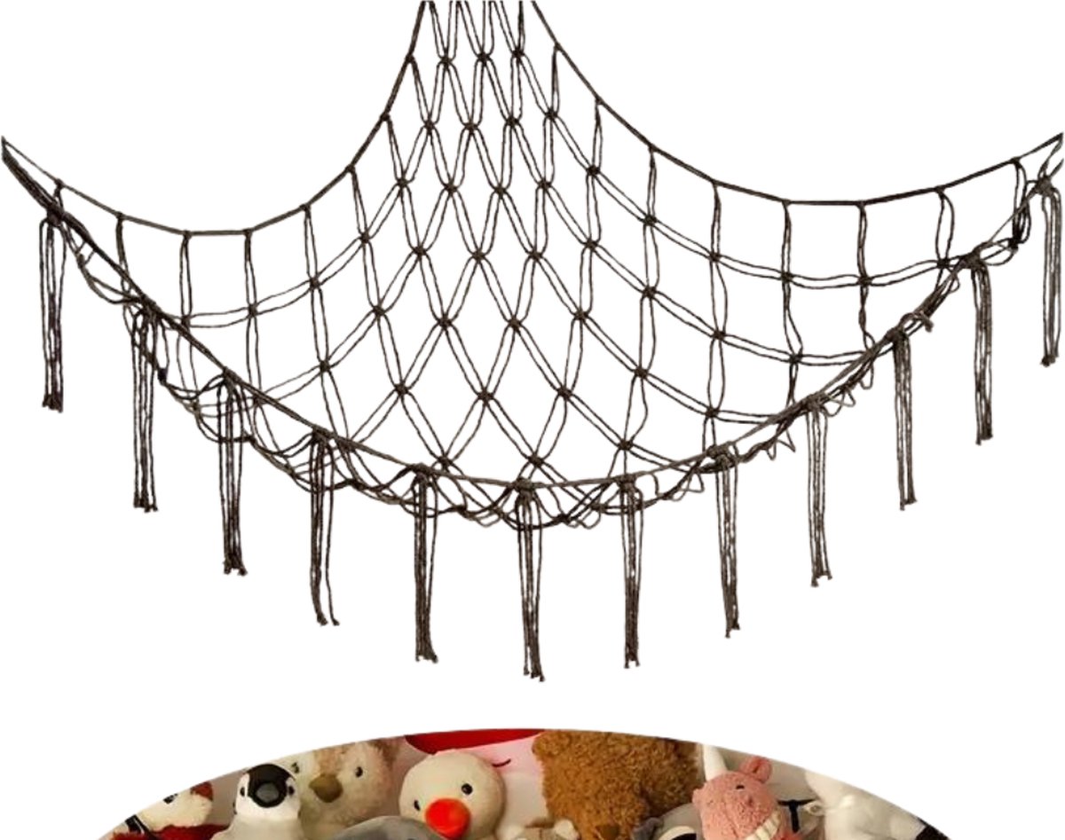 Livano Knuffel Net - Hangmat - Speelgoed - Opbergsysteem - Hangmat Voor Knuffels - Organizer - Zwart (8721248036522)