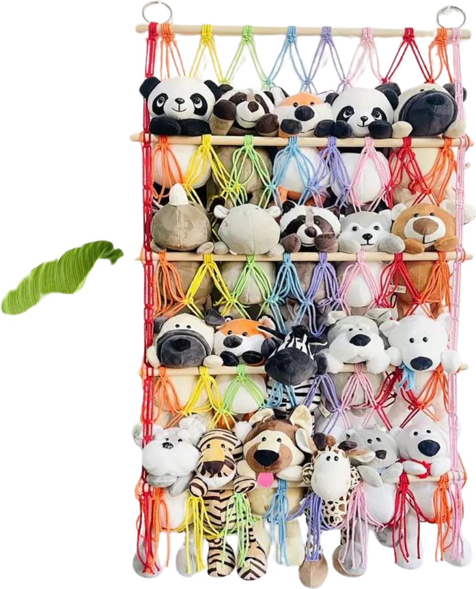 Nivard Knuffel Net - Hangmat - Speelgoed - Opbergsysteem - Hangmat Voor Knuffels - Organizer - Gemengde Kleuren - Vier Lagen (8721248036058)