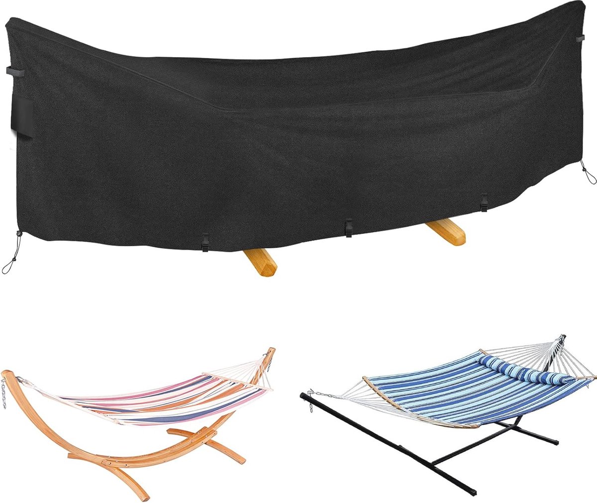 Waterdichte Hangmat Afdekking - UV-bestendig, Winddicht en Winterbestendig, Geschikt voor Staafhangmat en Frame (340 x 17 x 86 cm) (6152531140138)