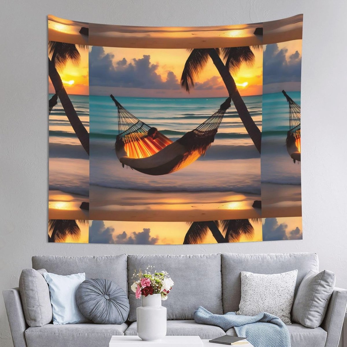 Zonsondergang Strand Hangmat Tapestry 152x130Cm - Voor Wanddecoratie en Tafelkleden (6152701396310)