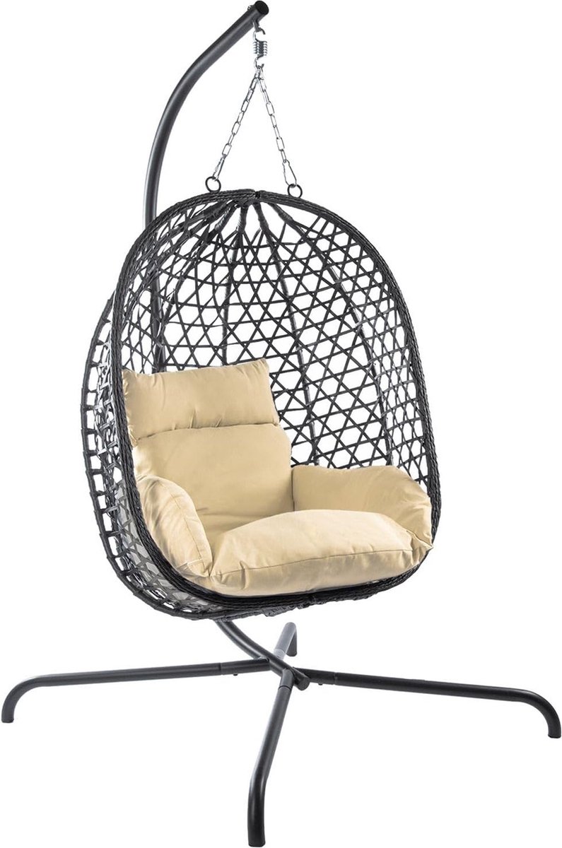 ApexArte® Egg Hangstoel - Hangstoel met Standaard - Chair voor Binnen en Buiten - Beige (6150719661673)