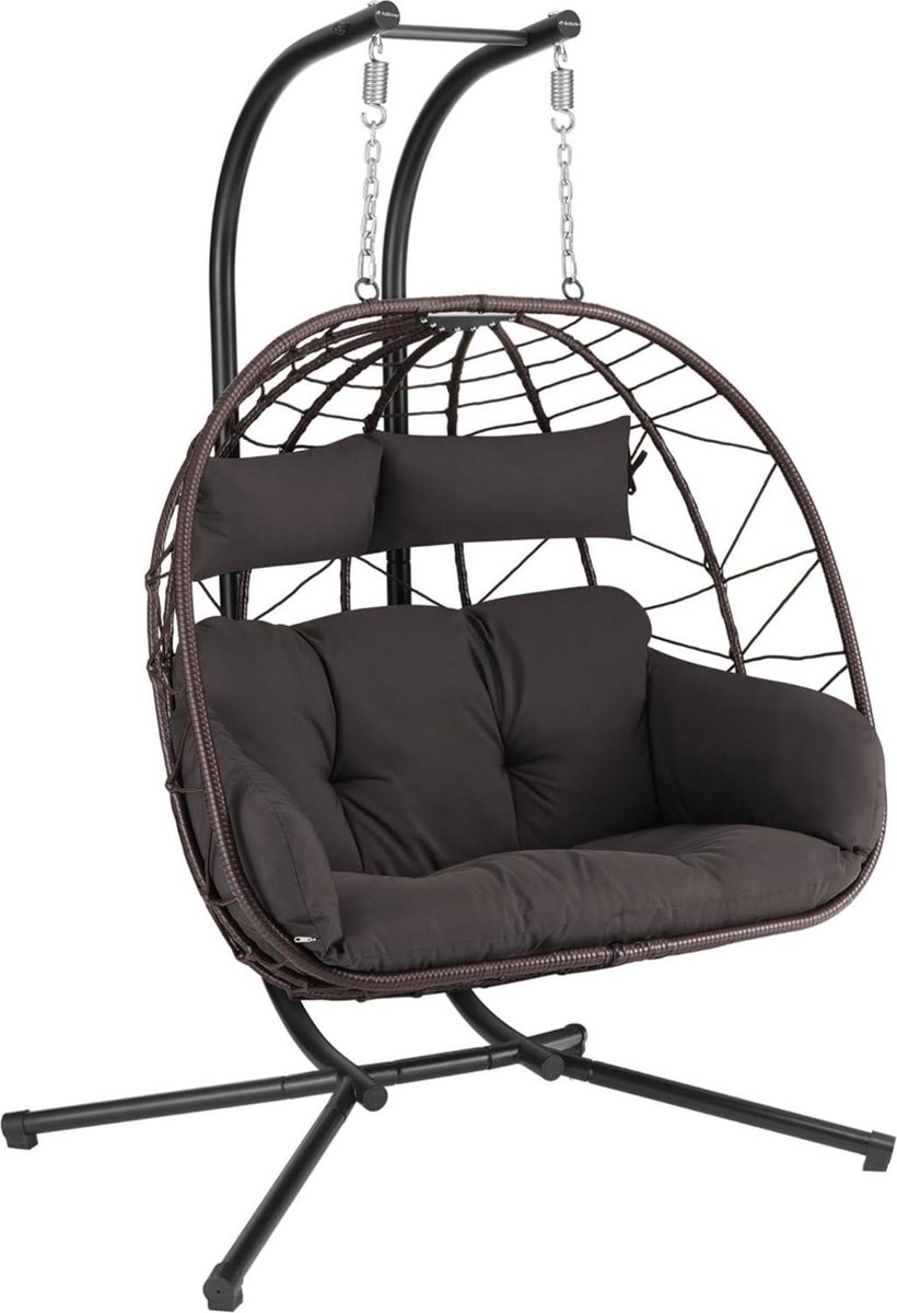 ApexArte® Egg Hangstoel - Hangstoel met Standaard - Chair voor Binnen en Buiten - Bruin (6150719665657)