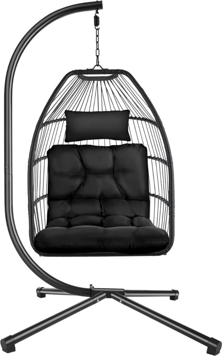 ApexArte® Egg Hangstoel - Hangstoel met Standaard - Chair voor Binnen en Buiten - Grijs (6150719647660)