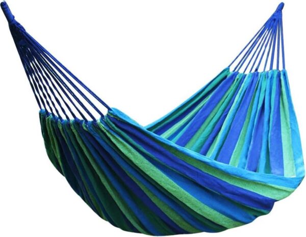 Draagbare 1.6 Meter Outdoor Hangmat voor Tuin Camping Reizen - Blauw en Groen (8785300392476)