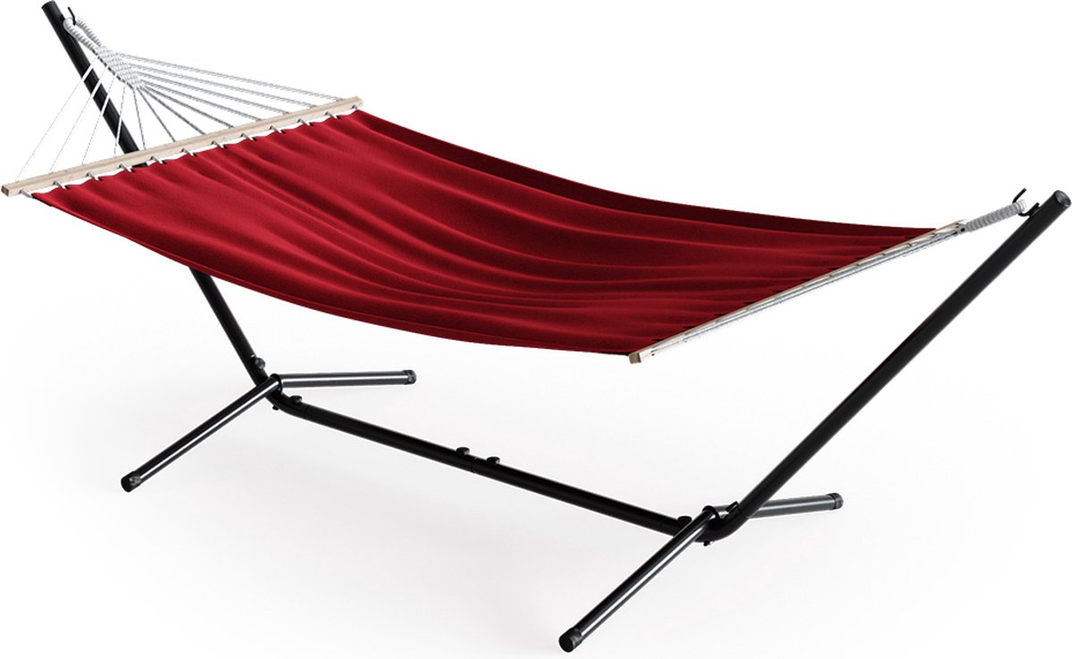 OK-Living Hangmat , Rood, 190 x 120 cm Metalen frame (4251421964938)